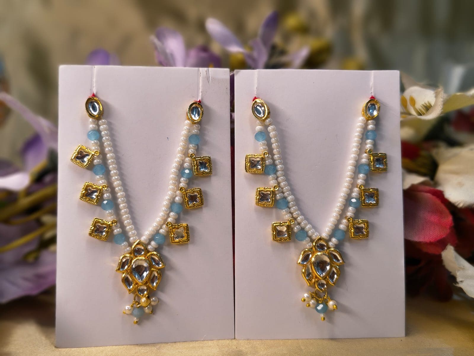 Sky Blue Kundan Jhaalar